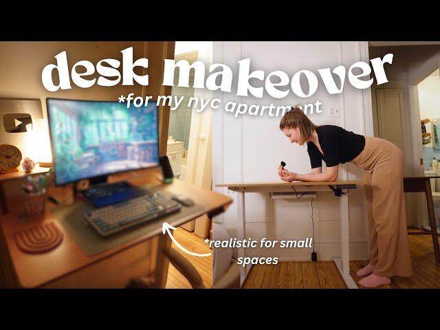 Setting up my NEW DESK  *realistic for small spaces* | nyc apartment