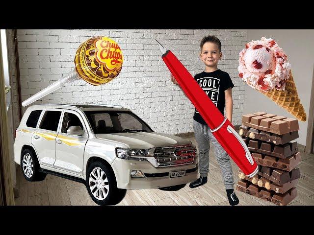 The magic pen turns the pictures into objects. New car. Video for kids.