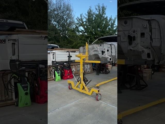 Getting the 71 Cutlass off the rotisserie and on the body cart. Pt1 #chevy #oldsmobile #restoration