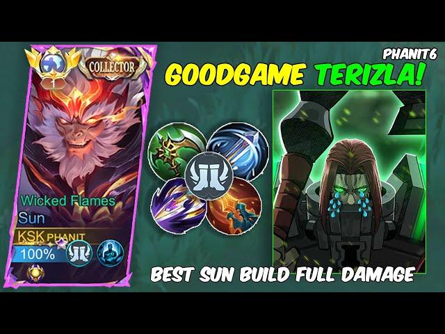 SUN DAMAGE  DARK SYSTEM  VS. TERIZLA EXP LANE  - TOP ONE GLOBAL SUN BUILD DAMAGE ~ MOBILE LEGENDS