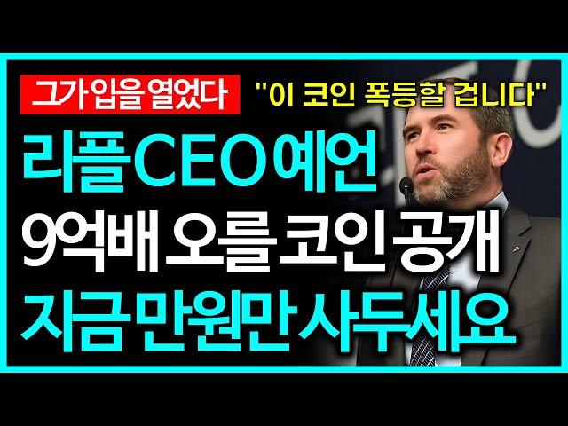 리플 CEO의 대박 예언으로 9억배 폭등할 코인 대공개!