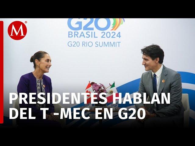 Claudia Sheinbaum se reúne con Justin Trudeau durante la cumbre del G20