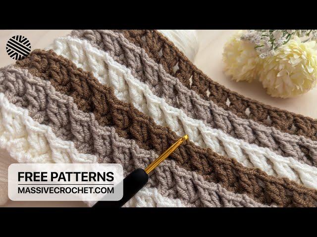 SUPER EASY Crochet Pattern for Beginners (1 ROW REP)!  LOVELY Crochet Stitch for Baby Blanket & Bag