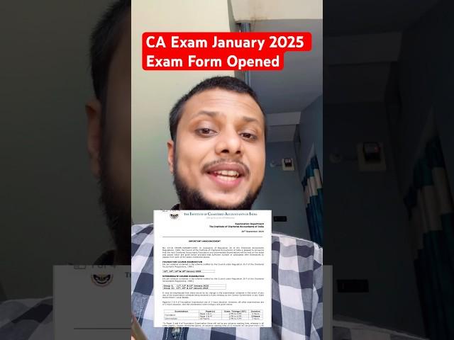 CA Exam January 2025 Exam Form Opened