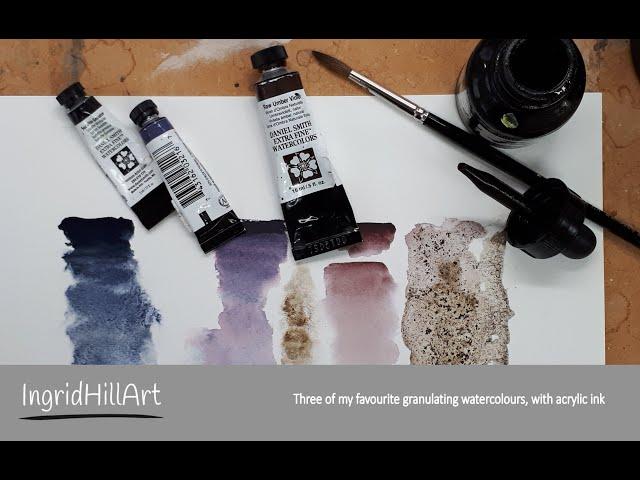 Three of my favourite granulating watercolours and using granulation medium with acrylic ink.