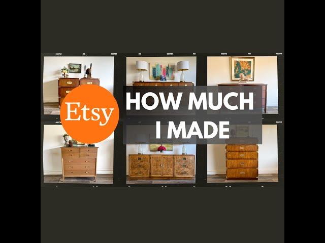 REAL Profit Breakdown of 6 Vintage Furniture Makeovers SOLD on ETSY | MCM & Campaign Dresser Flips