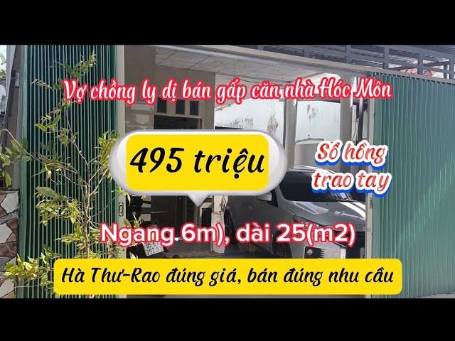 Mã 10 Vợ Chồng Ly Dị bán gấp chia tài sản,Nhà Cấp 4, 495 triệu, Hóc Môn