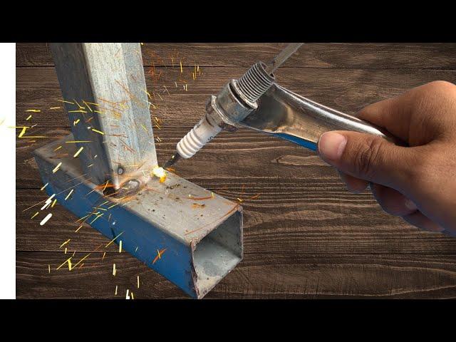 Excellent welding technique using spark plugs and 12V battery