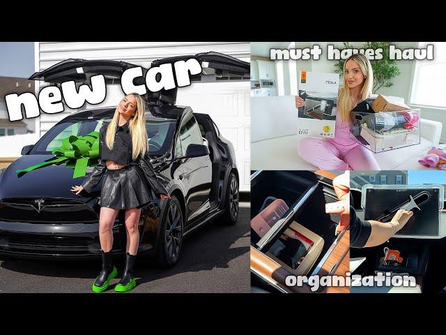 meet my new mom car! *tour of my tesla model x + new car must haves haul*