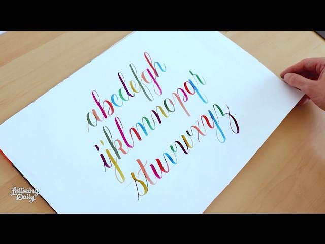 Colorful Brush Lettering Alphabet Using The Basic Calligraphy Strokes