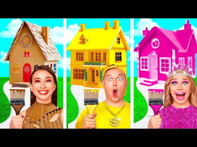 One Colored House Rich vs Broke vs Giga Rich | Crazy Challenge by BaRaDa