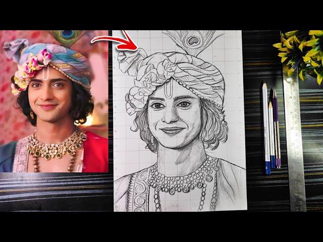 How To Draw Sumedh Mudgalkar as Krishna️‍🩹, RadhaKrishna Serial Sumedh Krishna Drawing,Lord Krishna