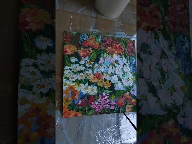 I created new painting. Title FLOWERS IN THE GARDEN.  ENJOYING COLOR. #originalart#originalpainting