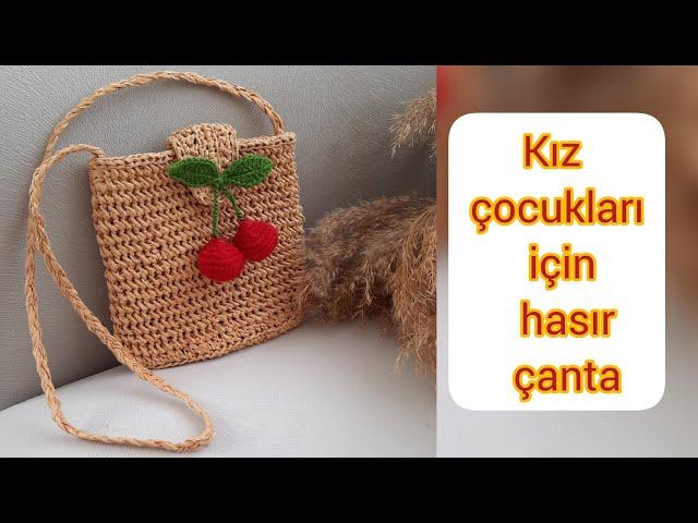 Kız çocukları için bayramlık çanta/ tığ işi örgü hasır çanta #knitting #çocukçanta