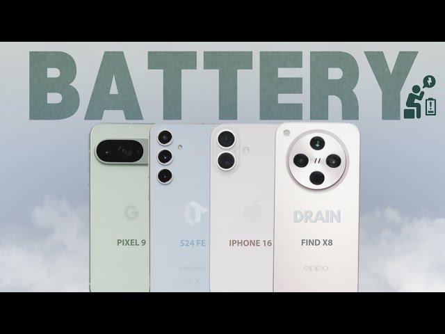 Oppo Find X8 vs iPhone 16 vs S24 FE vs Pixel 9 EXTREME Battery Drain Test