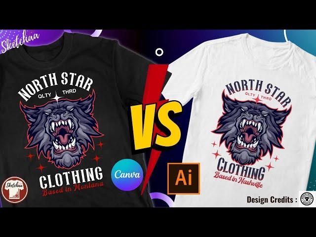 Canva T-shirt tutorial| Canva Vs Adobe Illustrator | How to make lighter Design Versions