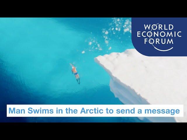 Man swims in the Arctic to send a message to global leaders