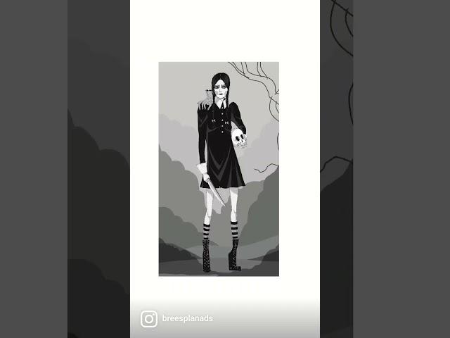 illustrating Wednesday Addams #wedensday #illustration