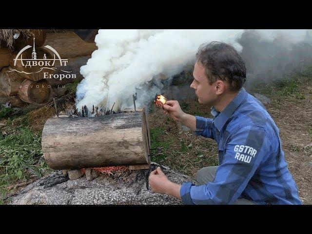 The construction of the hut in the wild forest. The expedition of 2018 first week of vacation