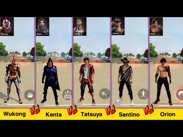 WUKONG VS KENTA VS TATSUYA VS SANTINO VS ORION DAMAGE TEST FREE FIRE / GARENA FREE FIRE