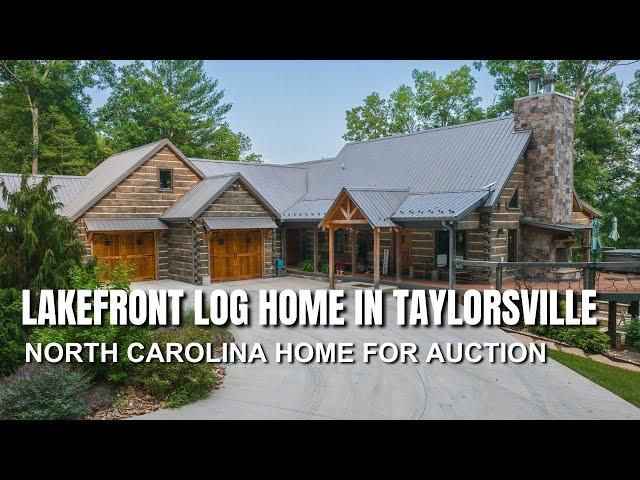 Lakefront Log Home in Taylorsville, NC for Auction