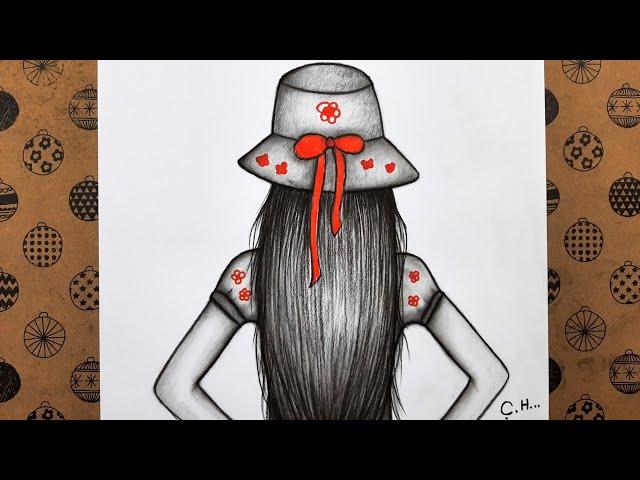 Girl With Flipped Hat Step By Step Drawing, Easy Pencil Drawings