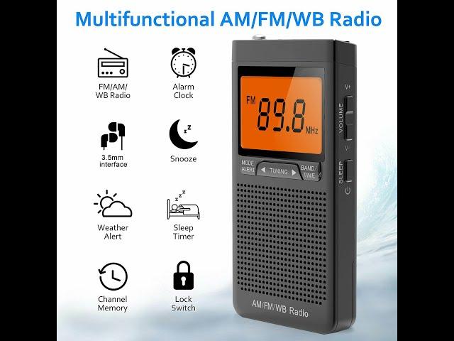 AM FM Radio Battery Operated Radio Portable Pocket Auto-Search Emergency