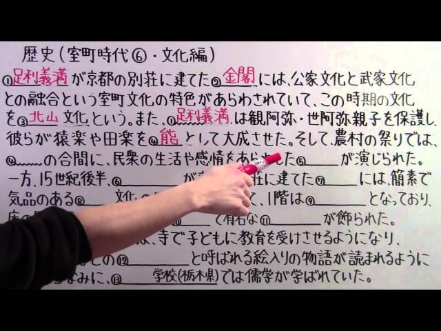 【社会】　　歴史－３１　　室町時代⑥　・　文化編