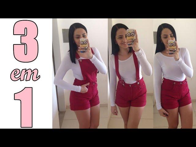 Como transformar calça em jardineira, suspensório e shorts - Diy roupa 3 em 1 - Suellen Redesign