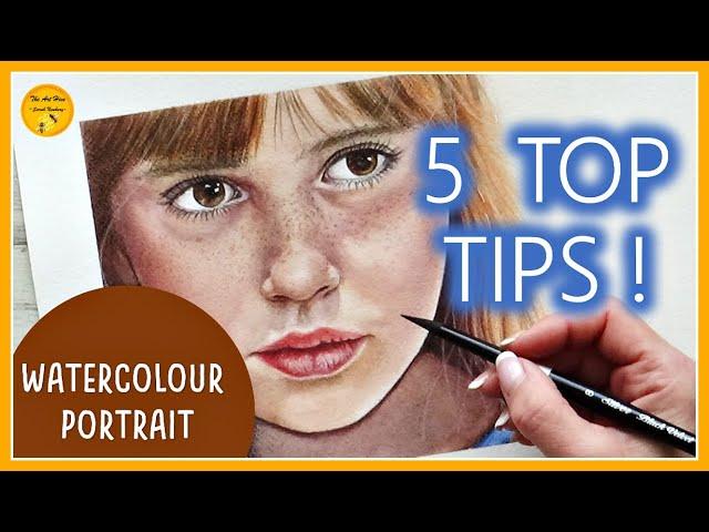 WATERCOLOUR PORTRAIT -  5 TOP TIPS for beginners | How to paint SKIN in WATERCOLOR (TUTORIAL)