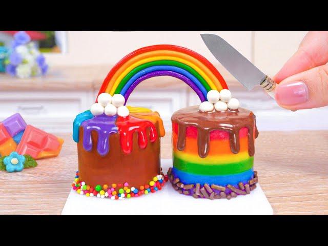 Tasty Rainbow Chocolate Cake  ミニチュアレインボーチョコレートケーキデコレーション