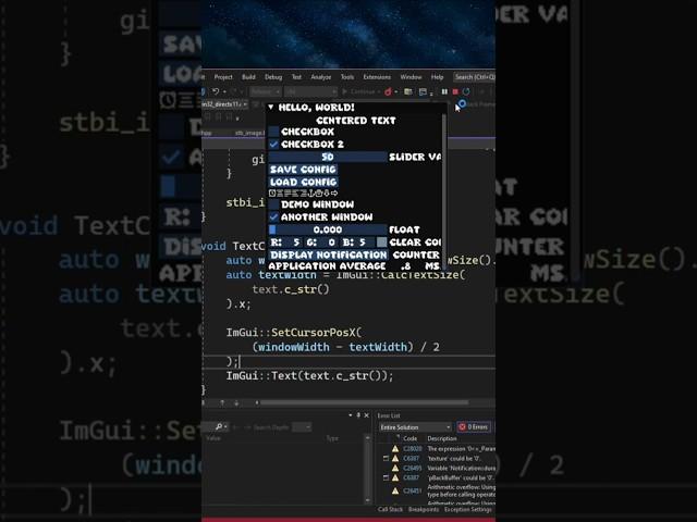 How to Center an ImGui Element in C++ | Quick Tip #shorts #imgui #C++