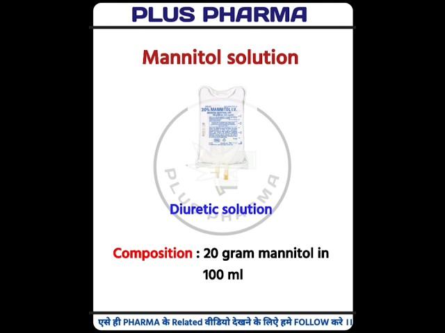 mannitol solution | iv fluids | use | dose | #ivfluids #medicine #injection #pluspharma #shorts