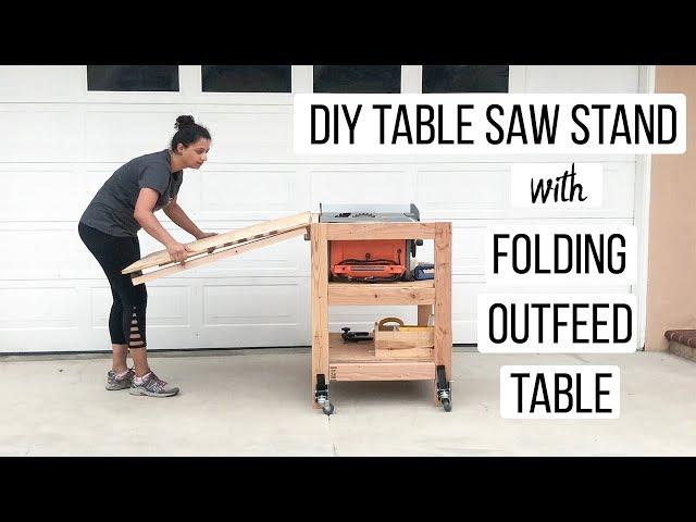 DIY Table Saw Stand With folding Outfeed Table- Anika's DIY Life