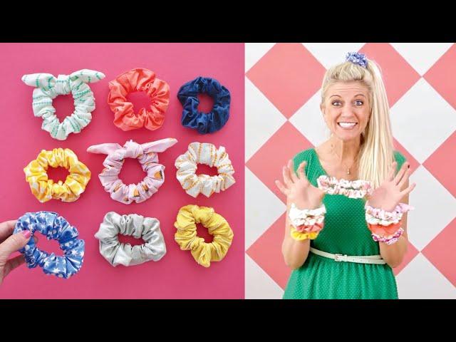 How to make SCRUNCHIES -- any size + with a tie! EASY