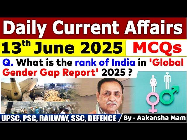 13th June  2025 | June Daily Current Affairs 2025 | Current Affairs 2025 | Dewashish #mcq #current