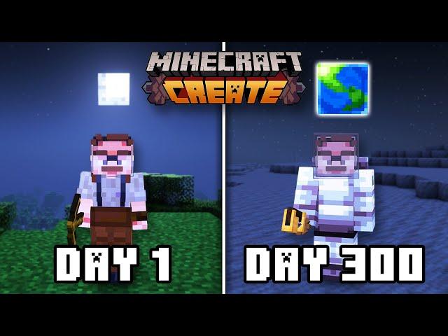 I spent 300 Days to get to THE MOON In Minecraft Create Mod