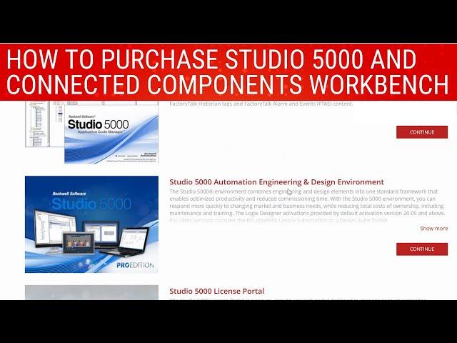 Buy Studio 5000 and CCW using Rockwell Automation's Software Portal