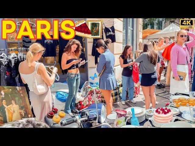 Paris, France  Food & Flea Market PARADISE, 2024 Paris Walk 4K