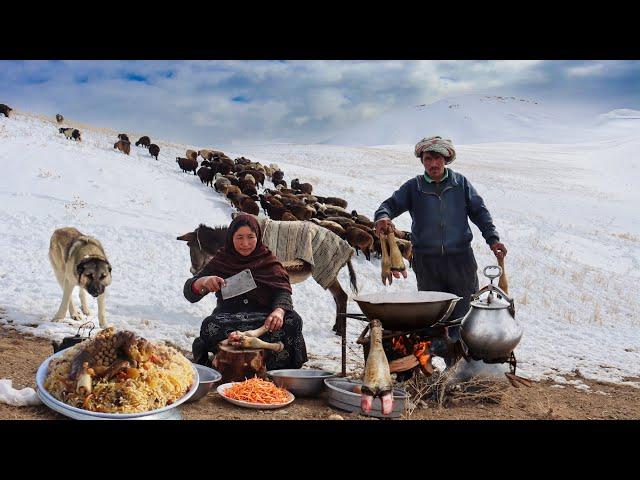 Shepherd's Life in the Coldest Mountain of Afghanistan | Shepherd Mother Cooking Village Style Food