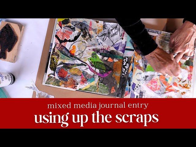 Using Up Scraps | Mixed Media Art Journal Entry (Full Length, No Talking)