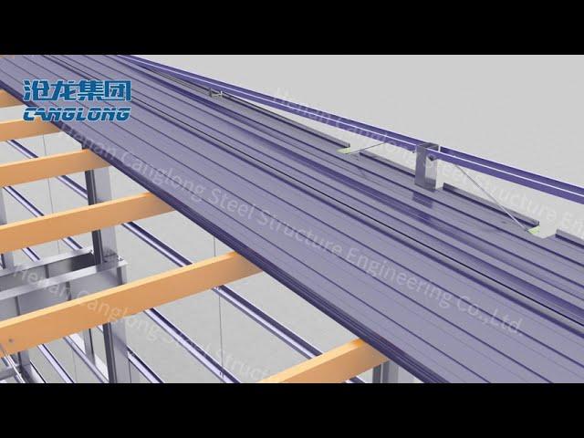 Insulation EPS roof sandwich panels installation guidance with 3D animation by CANGLONG Group