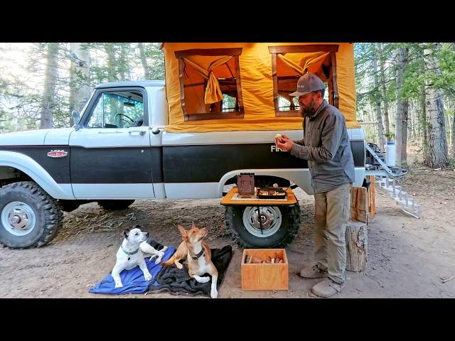 Dad Style Camping Fishing & Cast Iron Cooking Camp Dogs Classic 4x4 Truck & Firebox Folding Stove