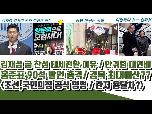 김재섭  난리났다! 급 태세전환 이유ㄷㄷ 안귀령 대인배! 홍준표 90석 발언 충격 (조선, 국민의짐 공식 명명)