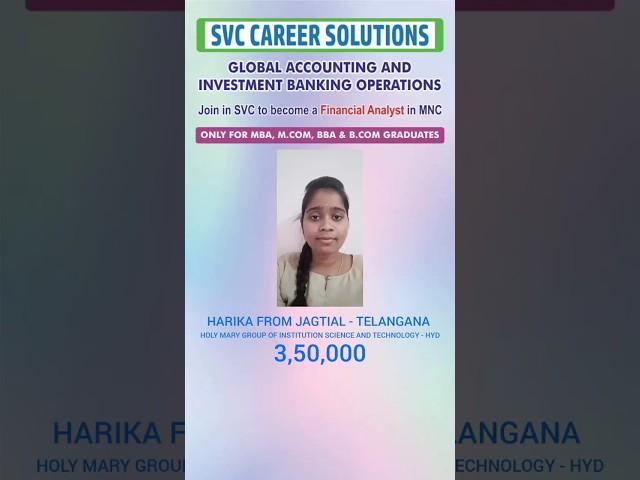 Success Story of Harika and Feedback about SVC Career Solutions #investmentbanking