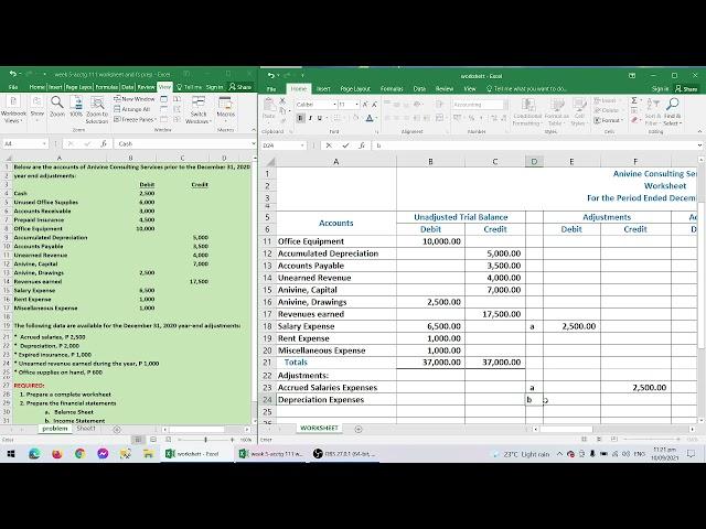 Worksheet and Financial Statement Preparation - Comprehensive lecture with problem and answer