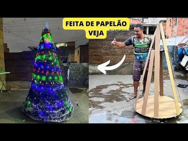 diy christmas tree BRILHANTE IDEIA   ARVORE DE NATAL CASEIRA FEITA DE PAPELÃO big christmas tree