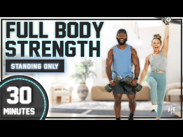 30 Minute Full Body Dumbbell Strength Workout [All Standing/No Repeat]