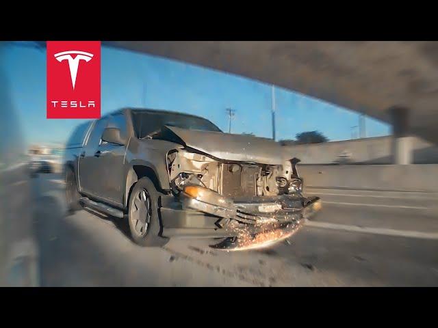 INSANE CLOSE CALL CAUGHT ON TESLA DASHCAM