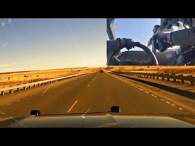 최대 225km/h 주행 사격을 하며 무장 강도를 쫓는 보안관